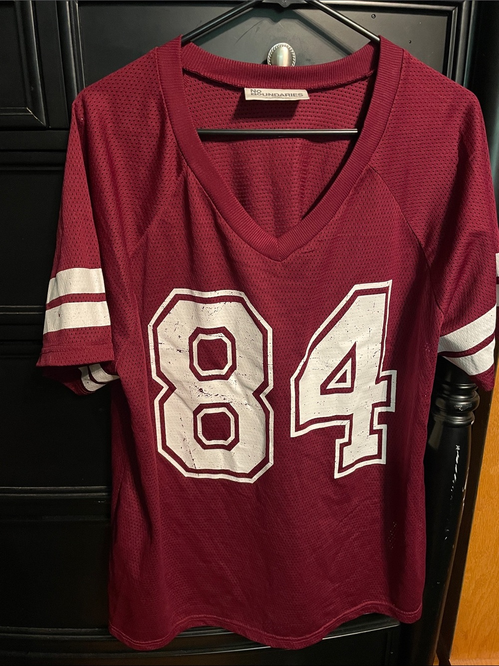 Maroon Mesh Jersey Top White #84
